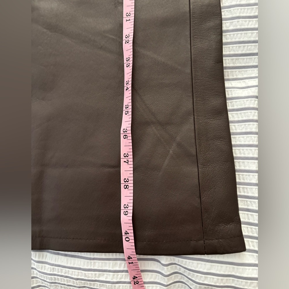 Vintage 100% Genuine Leather Chocolate Brown Bootcut Pants Size 6 - Picture 12 of 17